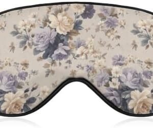 LIZALIG Vintage Muted Tone Floral All‑Over Print Reusable Travel Eye Mask