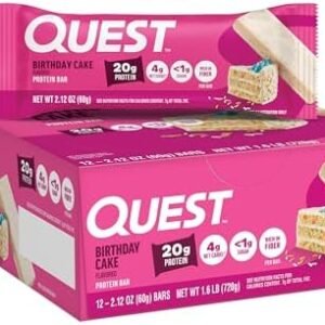 Quest Nutrition Birthday Cake Protein Bar, 20g Protein, 12g Fiber, 12 Count