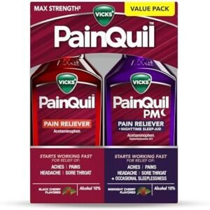 Vicks PainQuil & PainQuil PM Pain Relief Liquid, 1000mg Acetaminophen, 2x12 oz