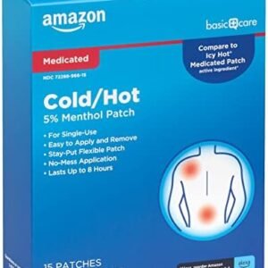 Basic Care Maximum Strength Pain Relieving Medicated Cold Hot 5% Menthol Patch for Muscle...