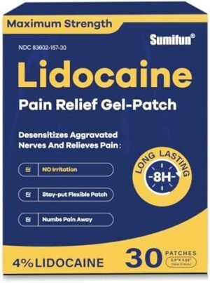 Sumifun 4% Lidocaine Pain Relief Patches 30 Count(Pack of 1)