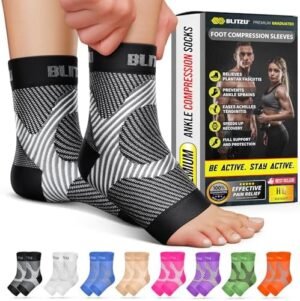 BLITZU Compression Socks for Plantar Fasciitis, Foot, Arch & Ankle Support