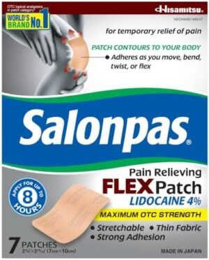 Salonpas Pain Relieving Flex Patch Lidocaine 4%, 7 Count (Pack of 1)