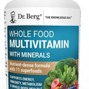 Dr. Berg Whole Food Multivitamin with Minerals - Daily Multivitamin for Men and Women - Includes Premium Whole Food Fruits and Vegetable Blend with Folate, Alpha-lipoic Acid and More - 60 Capsules