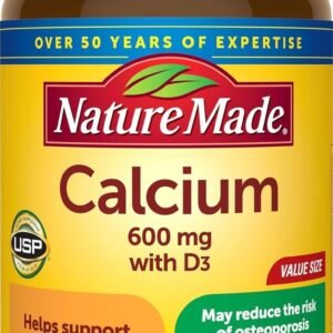 Nature Made Calcium 600 mg with Vitamin D3 for Bone Support, 220 Tablets