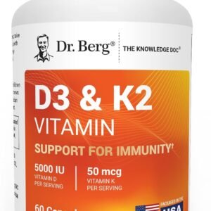 Dr. Berg 7-in-1 Vitamin D3 K2 5000 IU | Naturally Derived D3 | 4X Lab-Tested & Verified | High Absorption Formula | K2 D3 Vitamin Supplement | 60 Capsules