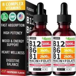 NUSAVA B12 Liquid Drops 5000mcg, Raspberry, Pack of 2