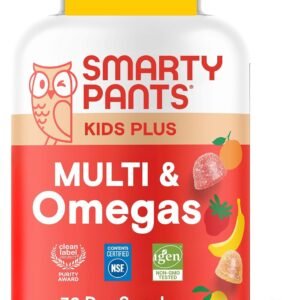 SmartyPants Kids Multivitamin Gummies with Omega 3 DHA/EPA, Vitamins D3, C, B12, B6, A, K, and Zinc, Gluten Free, Clean Label, Three Fruit Flavors, 60 Gummies (30 Day Supply)