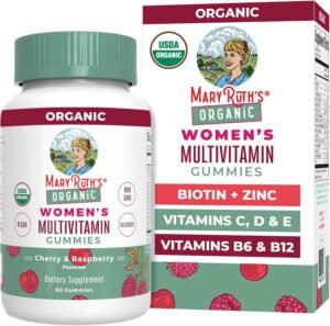 MARYRUTH'S Organic Multivitamin Gummies for Women, Hair & Skin Health, 60ct