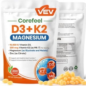 VEV Corefeel Vitamin D3 K2 10,000 IU Magnesium Supplement, 300 Softgels